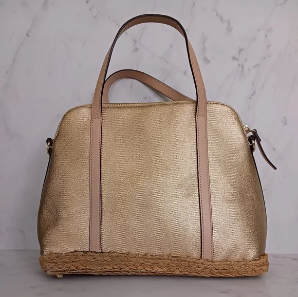 Kate Spade Gold Capri Espadrille Maise Mixedmedia Satchel - Picture 3 of 16
